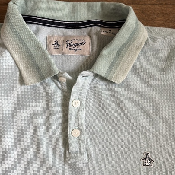 Penguin Lot of 2 Polos Short Sleeves Gray Mint Green Men’s Medium - Picture 8 of 9